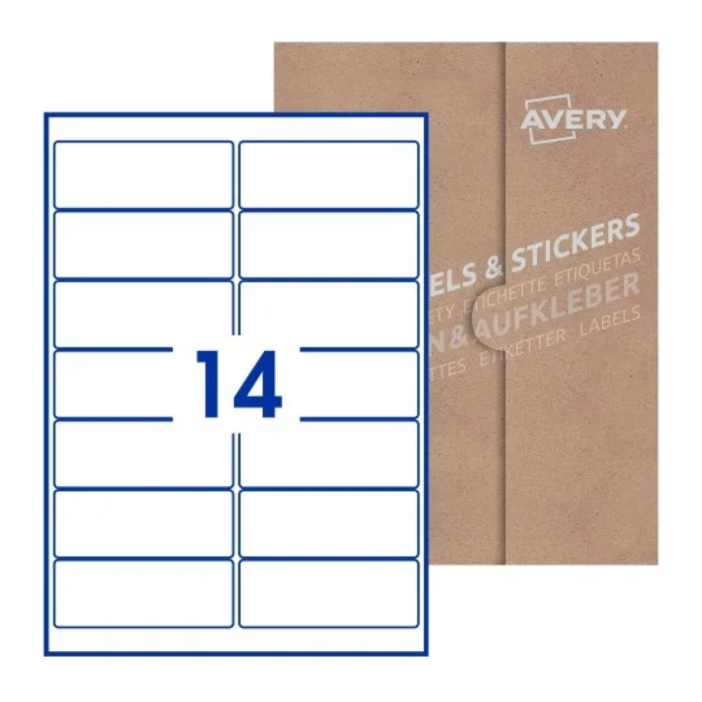 A4, Single Sided,14 Labels Per Sheet