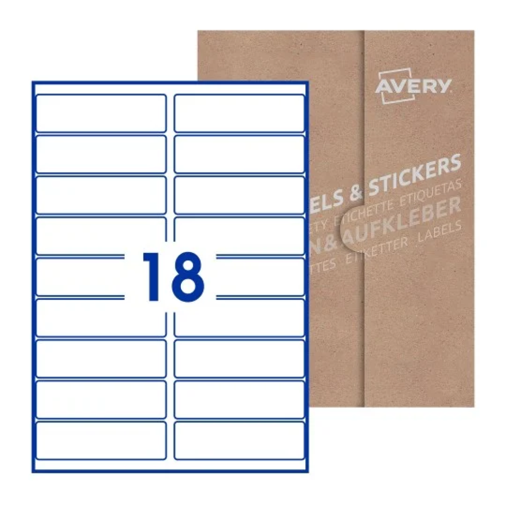 A4, Single Sided, 18 Labels Per Sheet