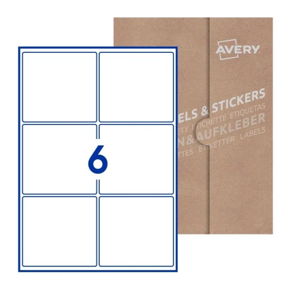 A4, Single Sided, 6 Labels Per Sheet