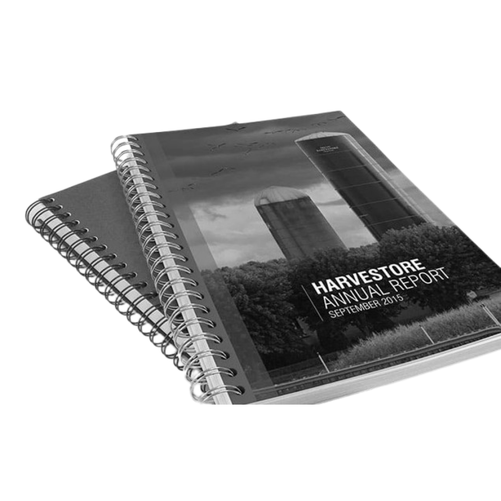 A4, Black and White, Double Sided, Wire Bound Booklet