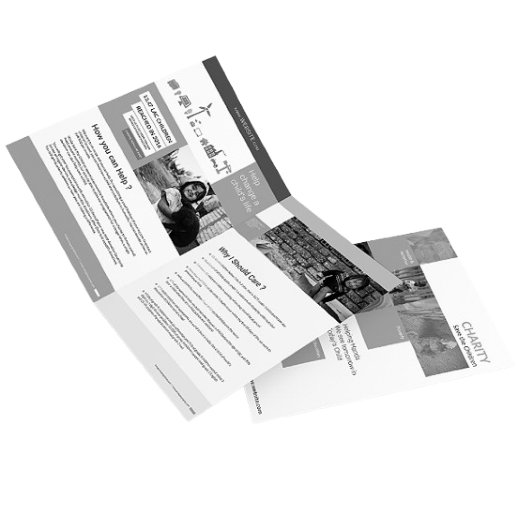 A4, Black and White, Double Sided, Half Fold Leaflet